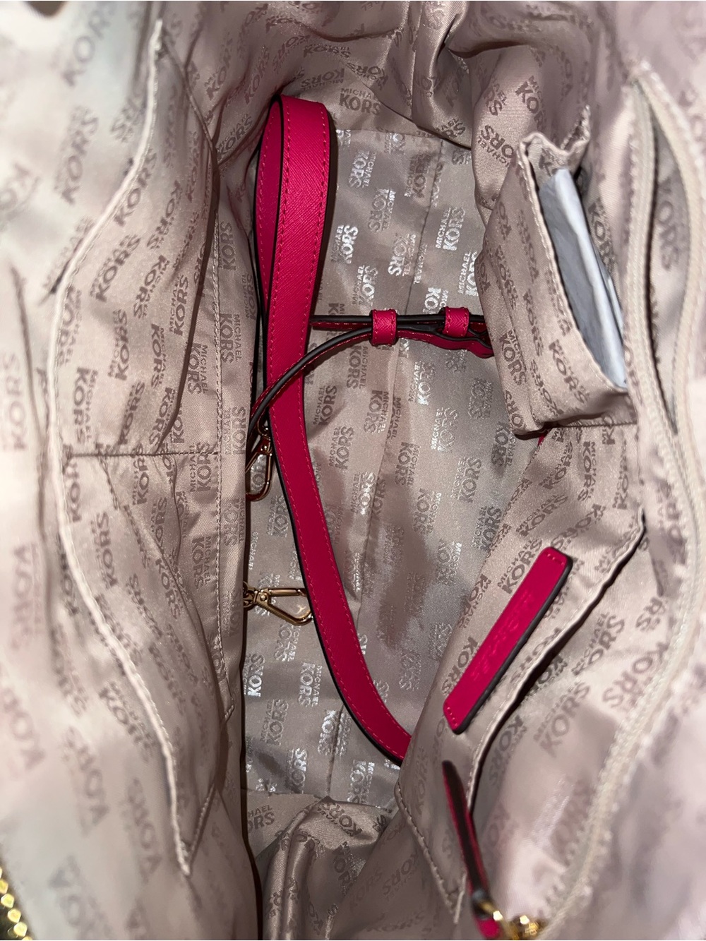 Michael Kors Pink and Brown Signature Satchel W/ Long Strap NEW WITH TAGS - Picture 9 of 15